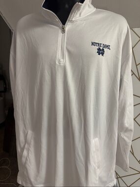 Pro Edge White and Navy Team Apparel Jacket Tag Notre Dame